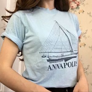 Vintage Sailboat Tee Annapolis - Baby Blue